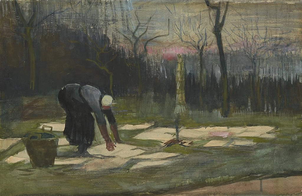  50-Vincent van Gogh-Donna che stende il bucato su un campo, 1882 